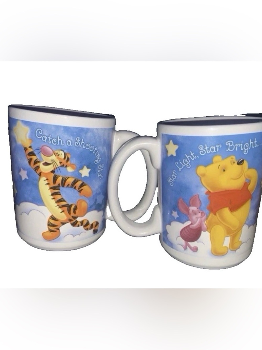 2 Disney Winnie The Pooh, Piglet and Tigger Ceramic Mug Star Light Star Bright